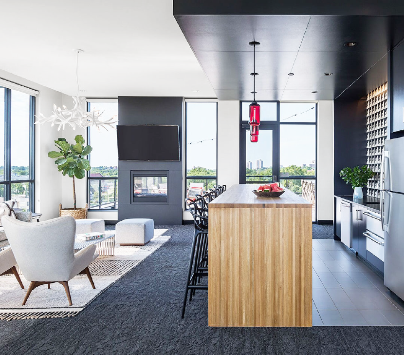 Apartment Complex in Minneapolis Features HandCrafted Helio Pendants